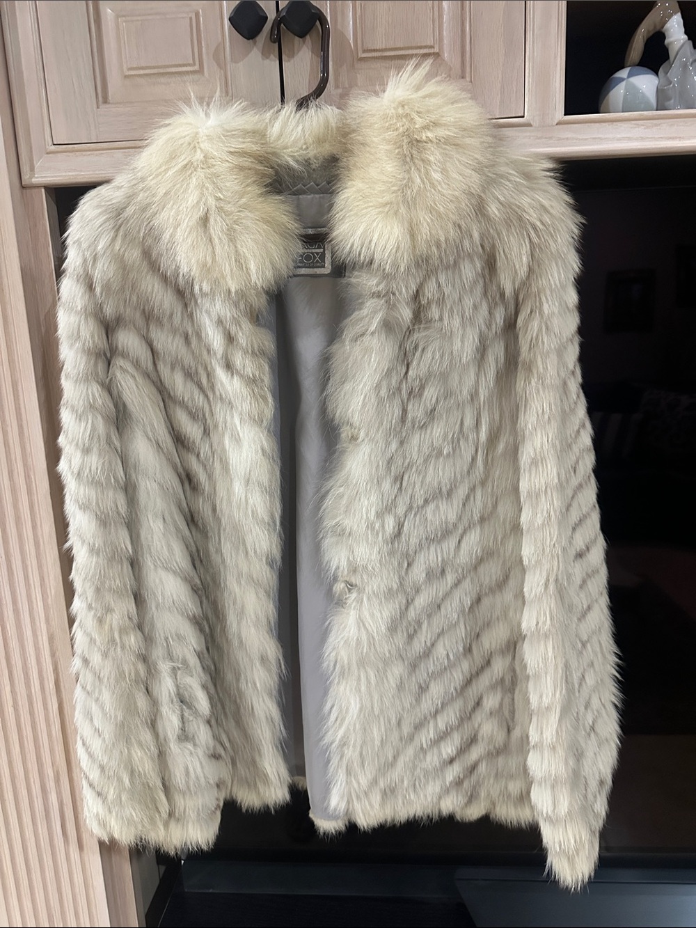 Saga Furs Cream Faux Fur Jacket